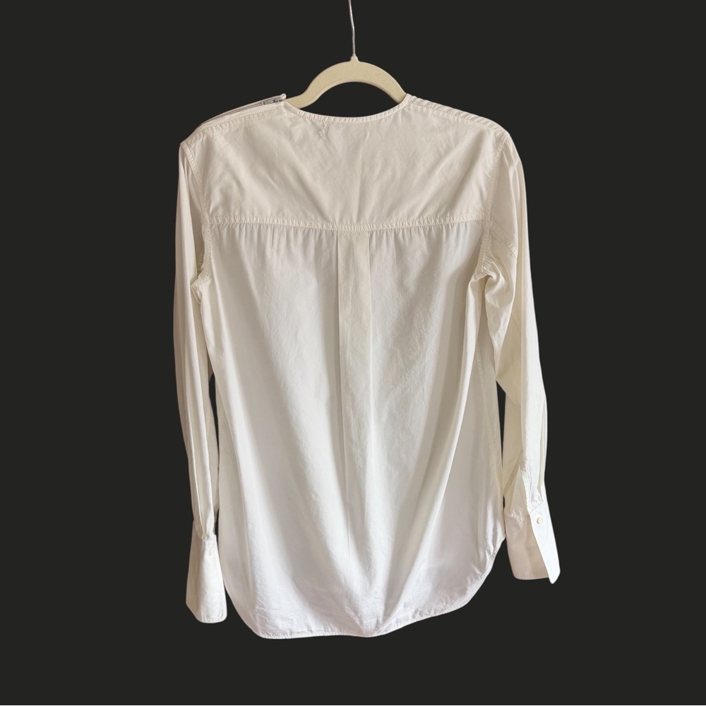 CELINE Phoebe Long Sleeve Cotton Silk Long Sleeve Top Blouse White 38 6-8 - Picture 3 of 13